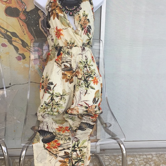 Tropical Plant Print Jumpsuit - Picture 7 of 7